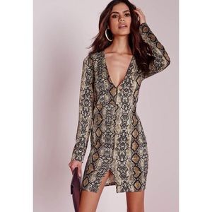 Long sleeve plunge bodycon dress